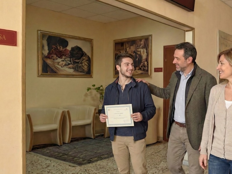 Studente e famiglia all'Istituto Galileo Galilei di Cosenza